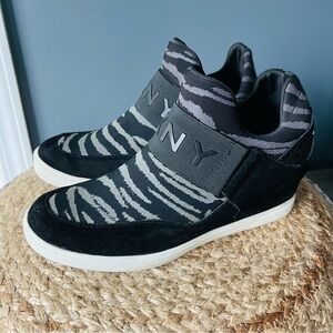 DKNY Cosmos Zebra Print Wedge Sneakers
